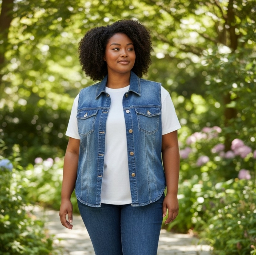 Chico's Blue Denim Vest - Medium Wash